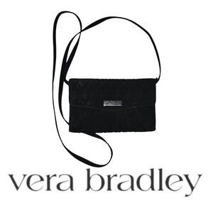 Vera Bradley Black Quilted Crossbody Clutch Wallet RFID Phone Purse